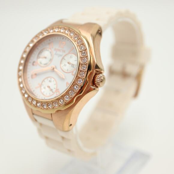 Invicta Angel Rose Gold Tone White 38mm Watch Calendar Silicone w New Battery main image 13